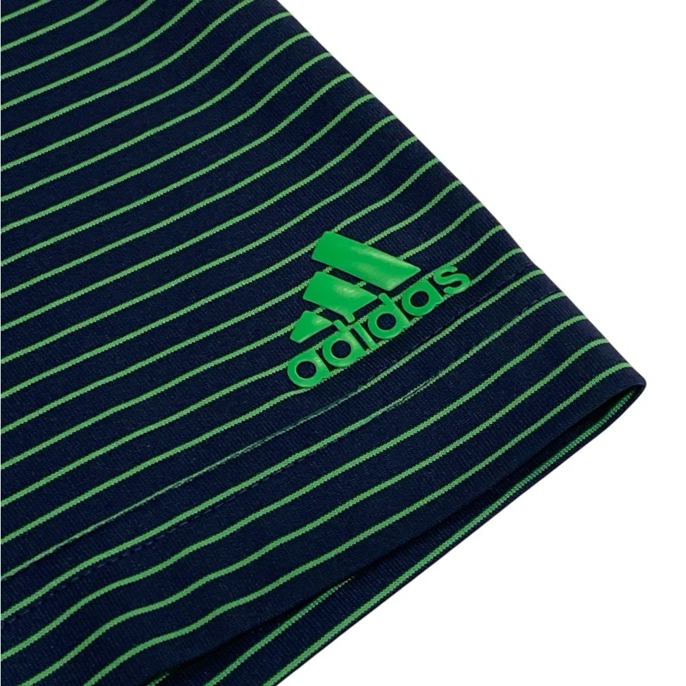 Adidas Navy Blue & Green 3 Button Collared SS Golf Polo Shirt - Medium